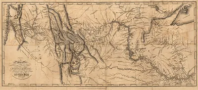 Antique map of the western United States and Great Lakes