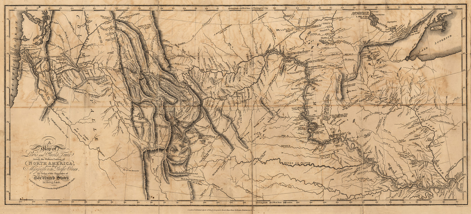 Antique map of the western United States and Great Lakes — antique map