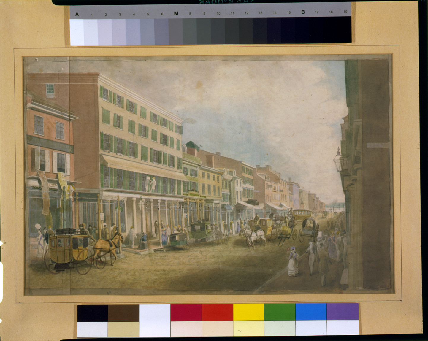 [Southwest view of Sanderson's Franklin House, Chestnut Street, Philadelphia], [ca. 1844] — historic drawing