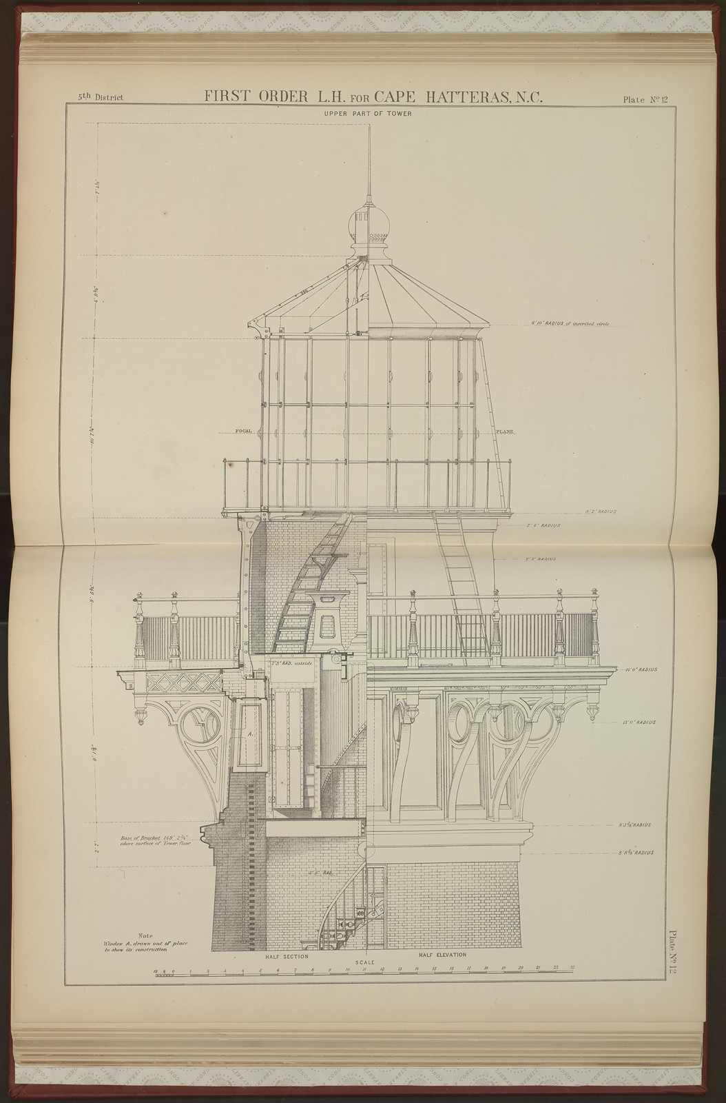 First Order L.H. for Cape Hatteras, N.C., Upper Part of Tower — historic image