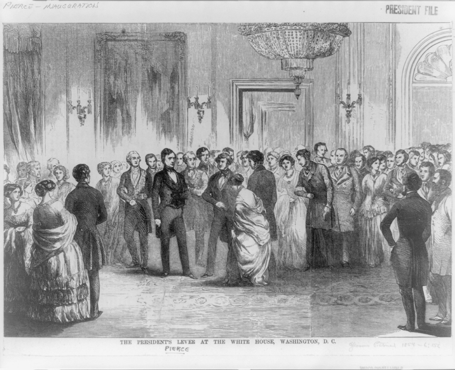 The President's levee at the White House, Washington, D.C. [March 4, 1853], 1854 — antique engraving
