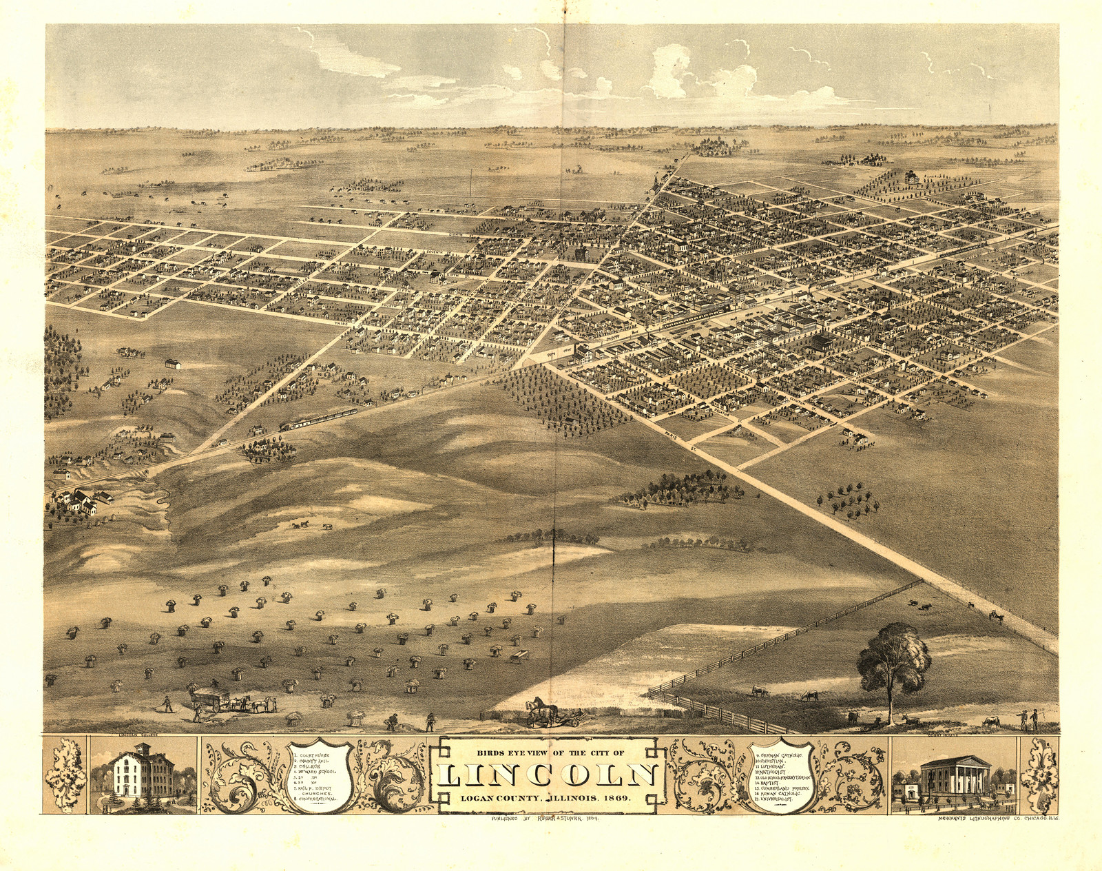 Lincoln, Illinois, 1869, 1869 — antique map