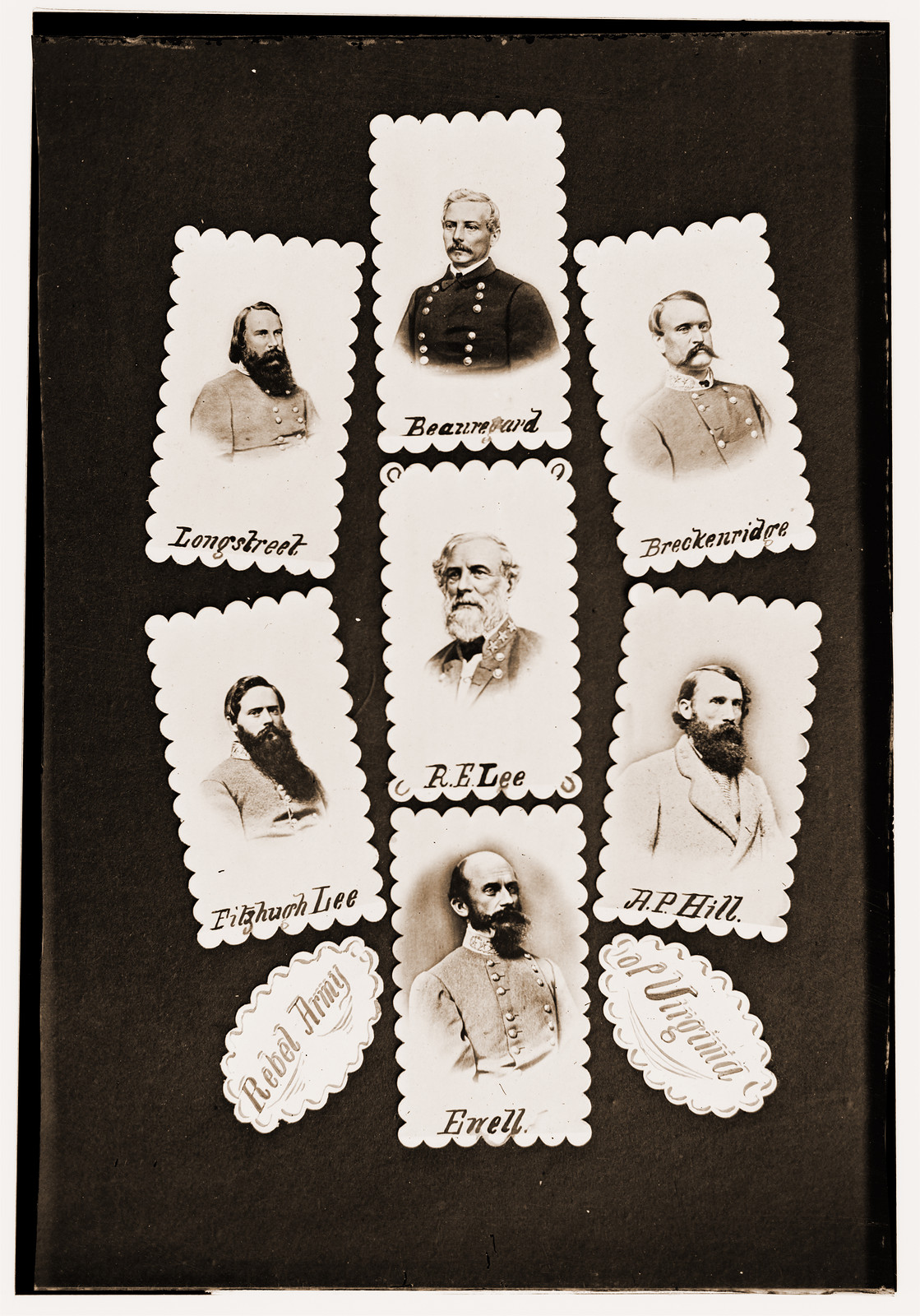 Rebel Army of Virginia: Longstreet Beauregard Breckenridge Fitzhugh Lee R.E. Lee A., 1860 — historic photograph