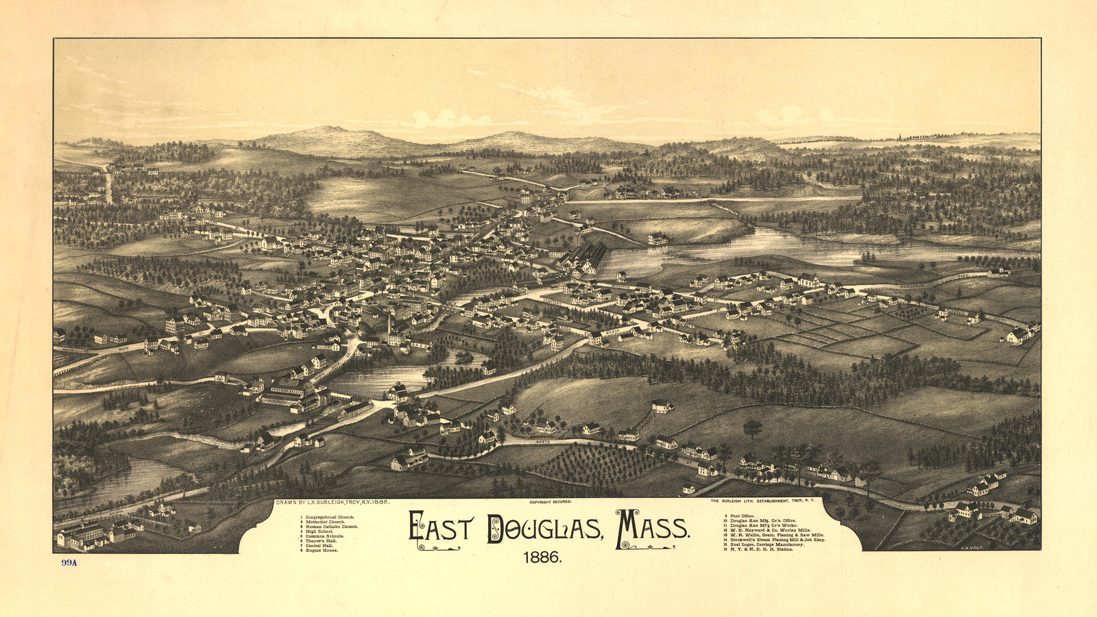 East Douglas, Massachusetts, 1886, 1886 — antique map
