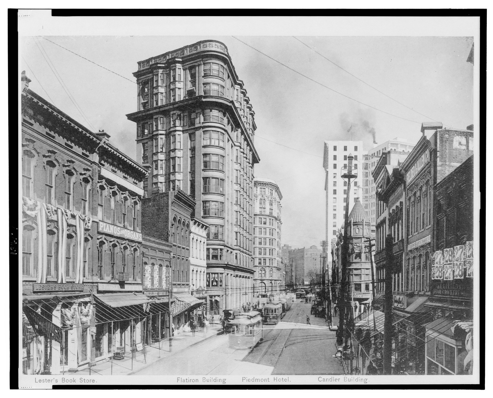 Lower Peachtree Street, Atlanta, GA : Published by Lester Book and Stationery Co., 60 Peachtree Street, [190-] (Brooklyn, N.Y. : The Albertype Co.) — historic print