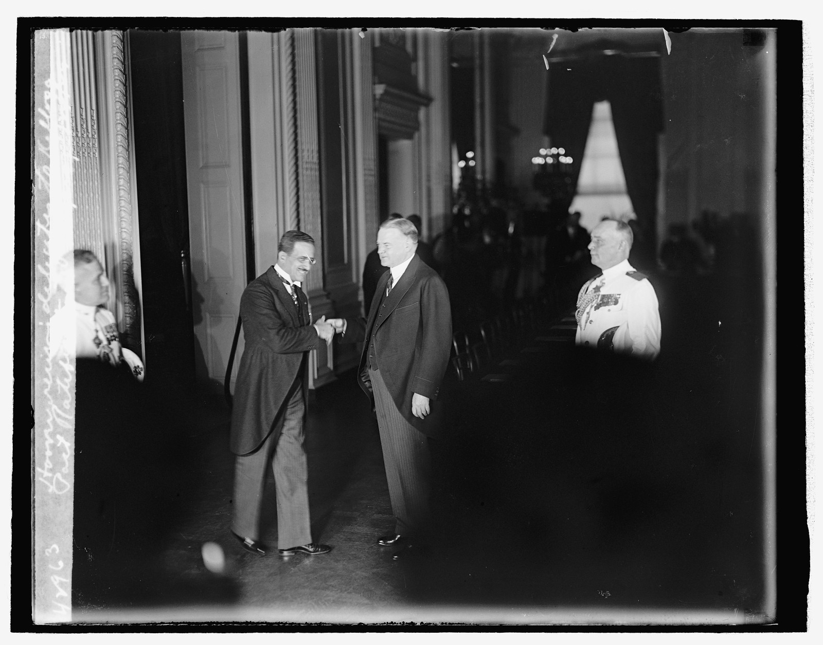Hoover receiving delegates to Kellogg Pact ratification, (Alfaro), 7/24/29, [19]29 July 24. — historic photograph