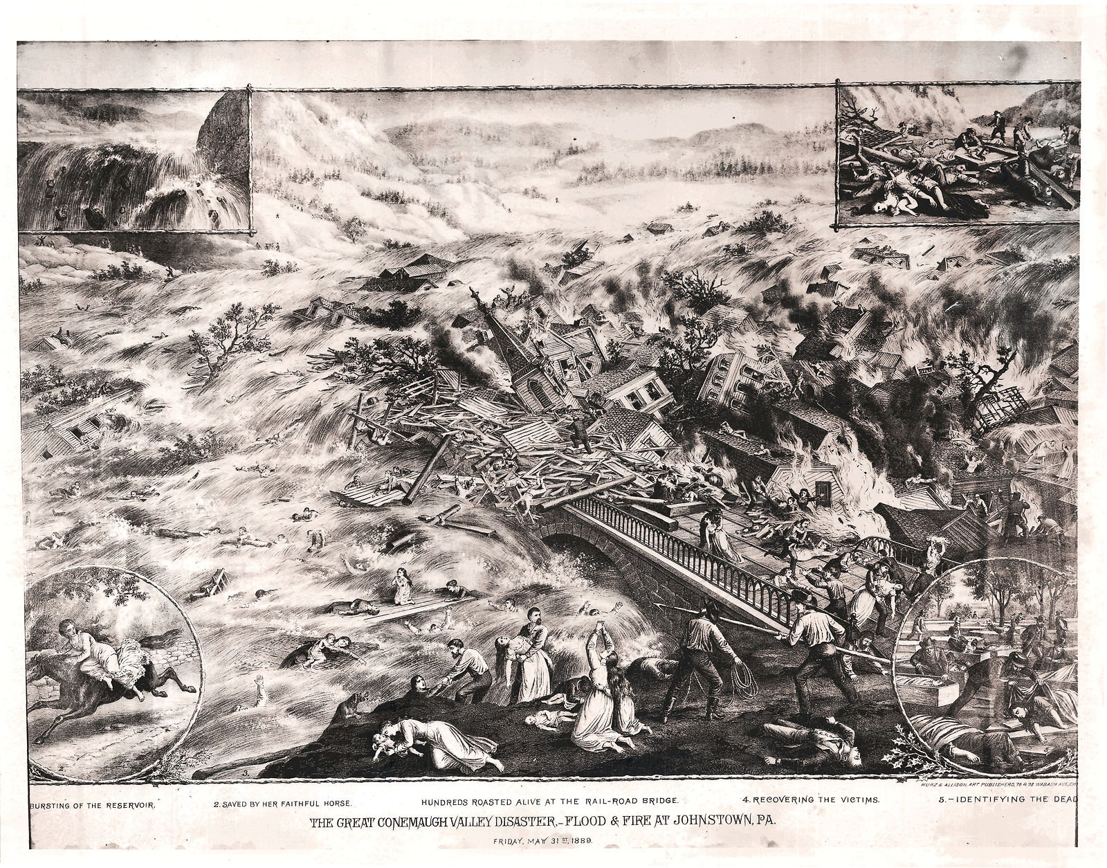 Johnstown Flood Great Conemaugh Valley Disaster B, Pennsylvania — antique map
