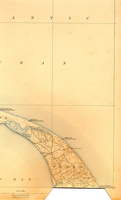 Topographic map of Truro and Cape Cod coast