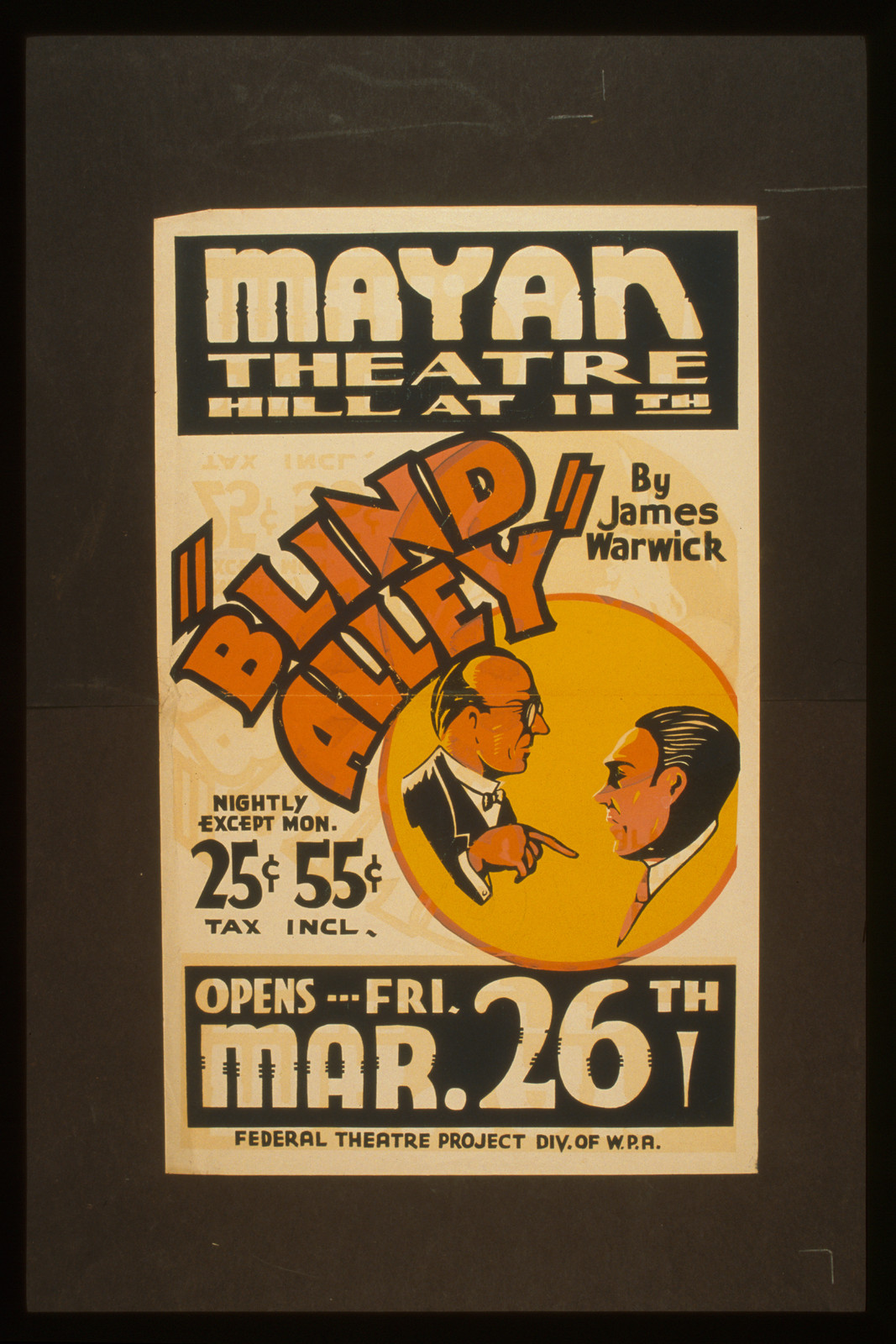 Blind alley by James Warwick, 1937 — vintage poster
