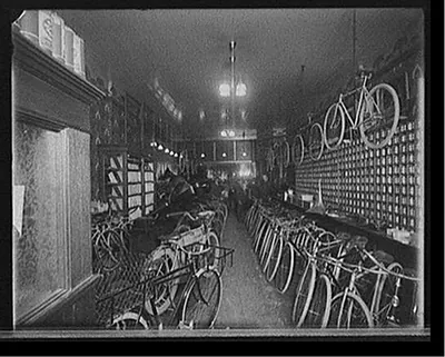 [Bicycle shop, possibly Detroit, Michigan]