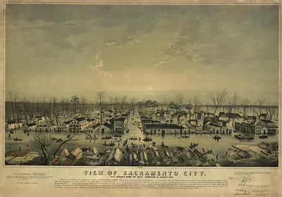 View of Sacramento City as it appeared during the great inundation in January 1850