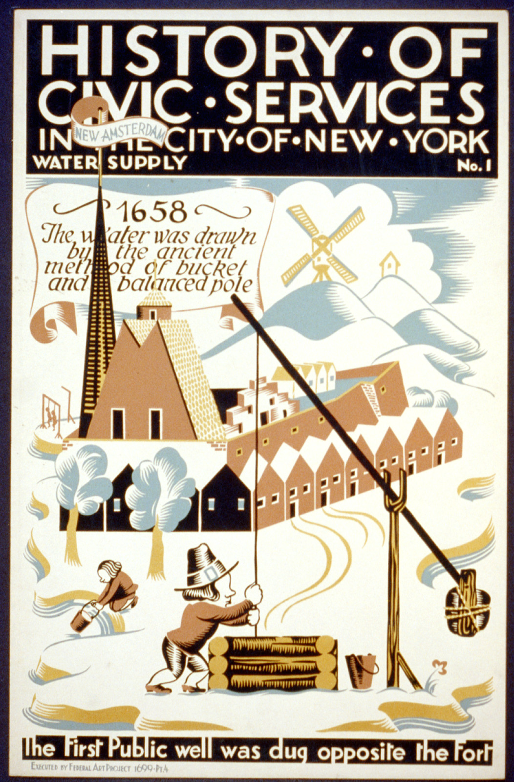 History of civic services in the city of New York Water supply No. 1 (S) The first publ, 1699 — vintage poster
