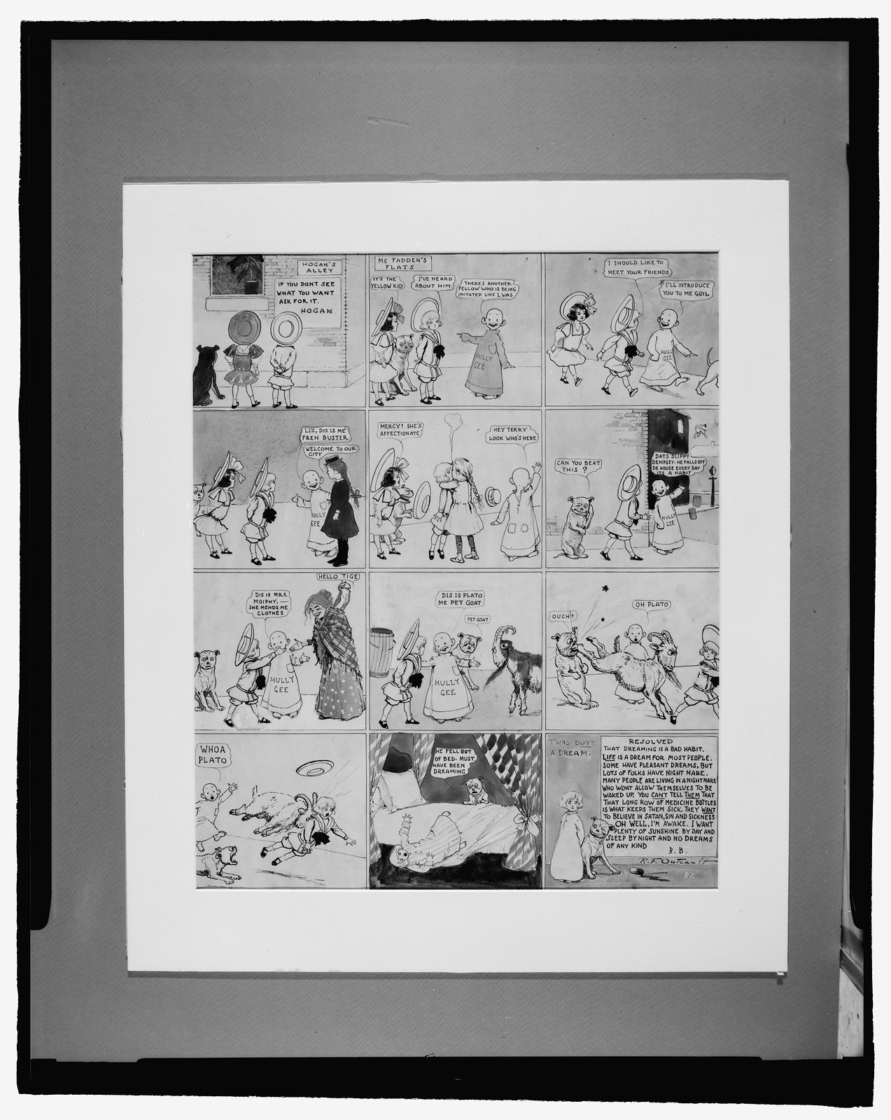 [The Yellow Kid, he meets Tige and Mary Jane and], [1907] July 7. — historic drawing