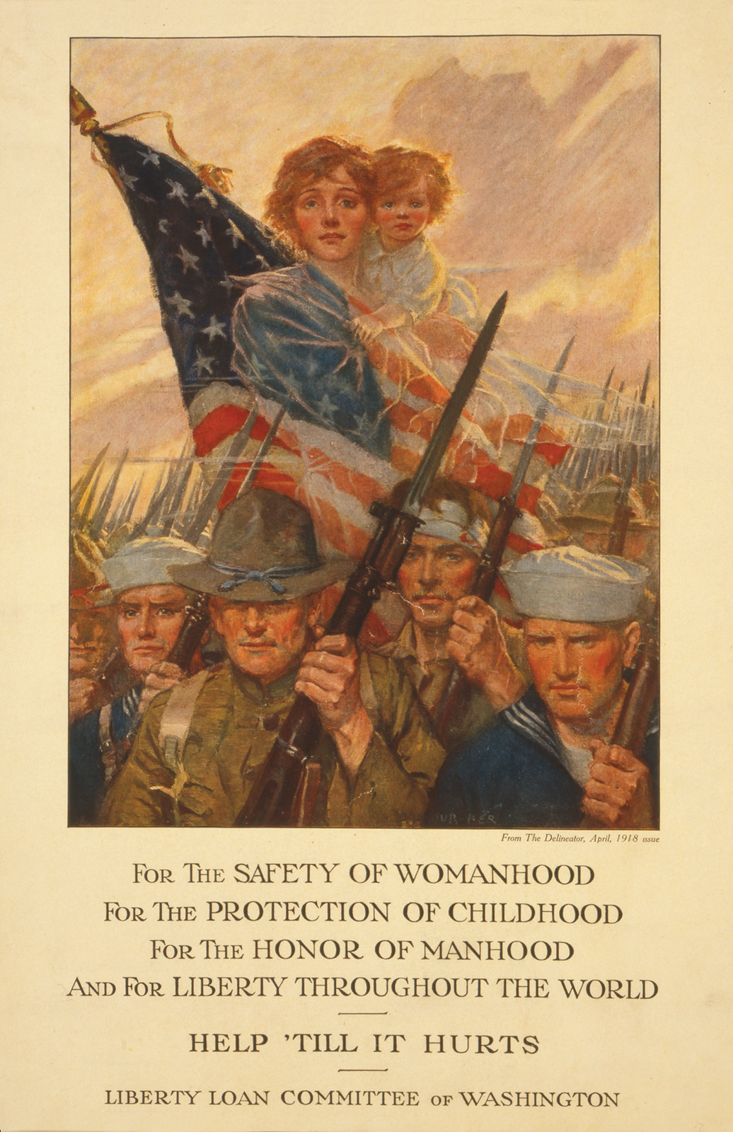 For The Safety Of Womanhood ... Help 'Till It Hurts, c. 1918 — vintage poster