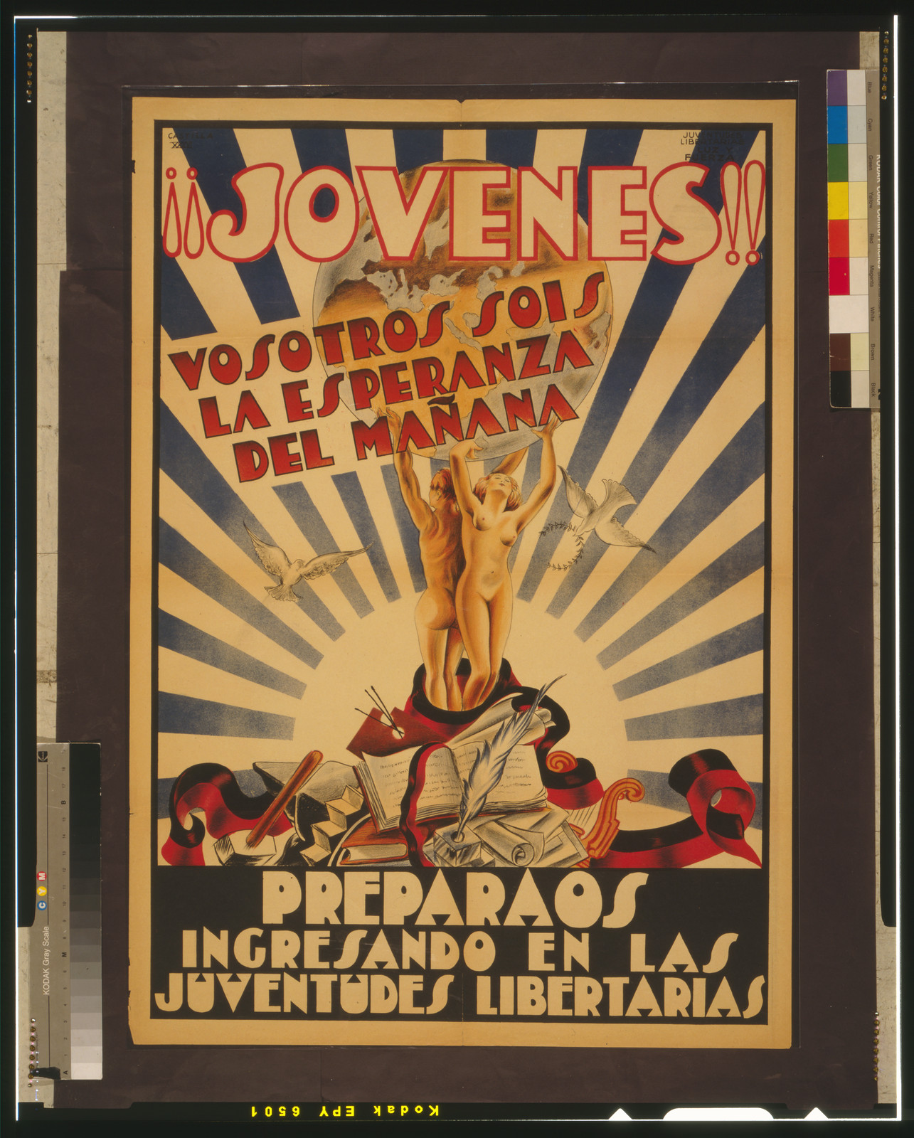Jovenes! Vosotros sois la esperanza del mañana, [Spain] : Juventudes Libertarias, 1936. — vintage poster