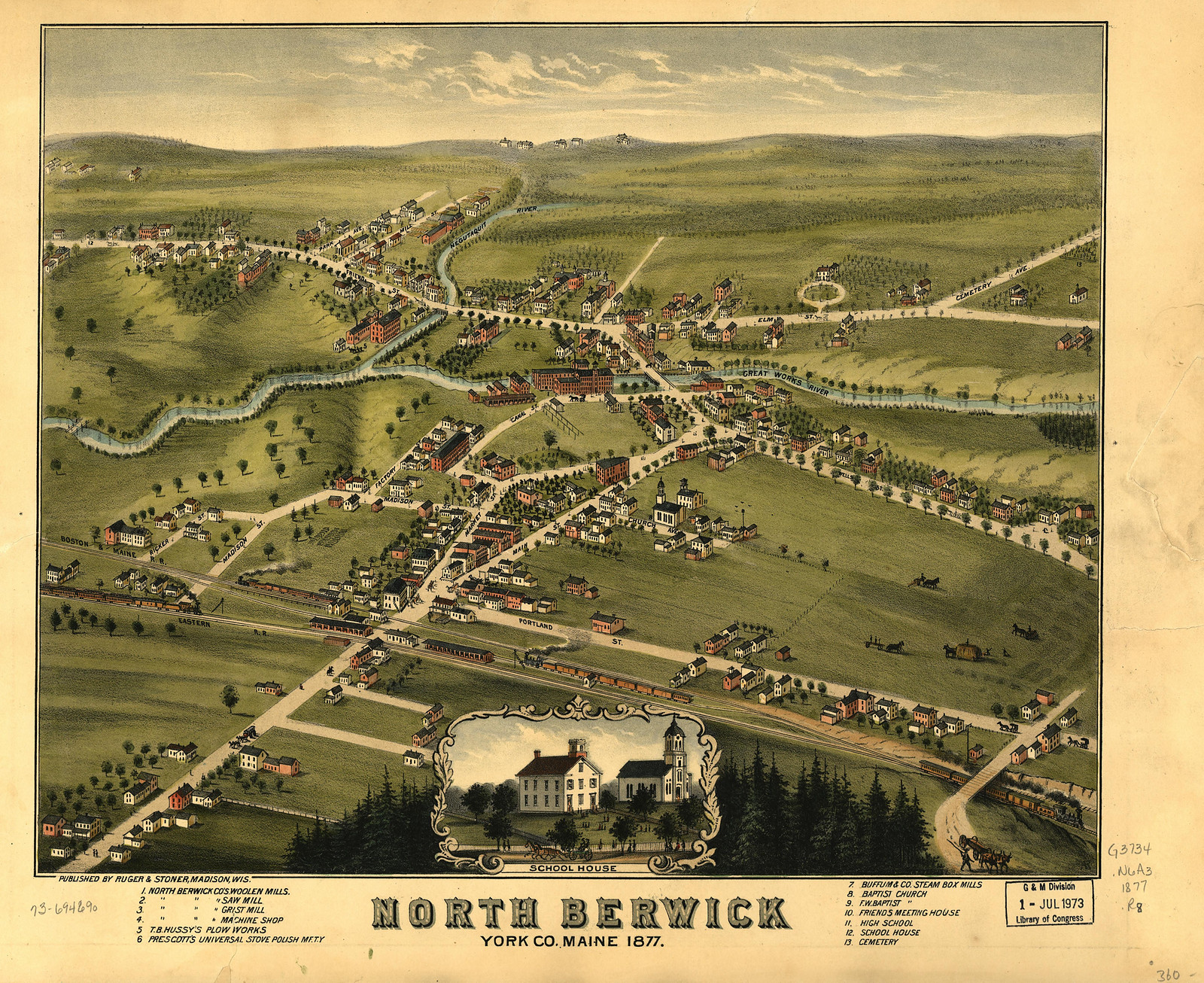 North Berwick, Maine, 1877, 1877 — antique map