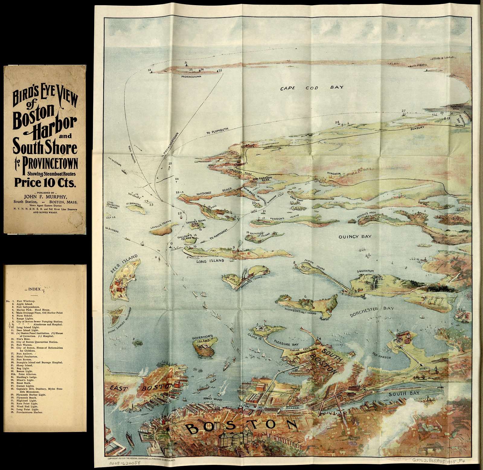 Bird's Eye View of Boston Harbor and South Shore to Provincetown — historic image