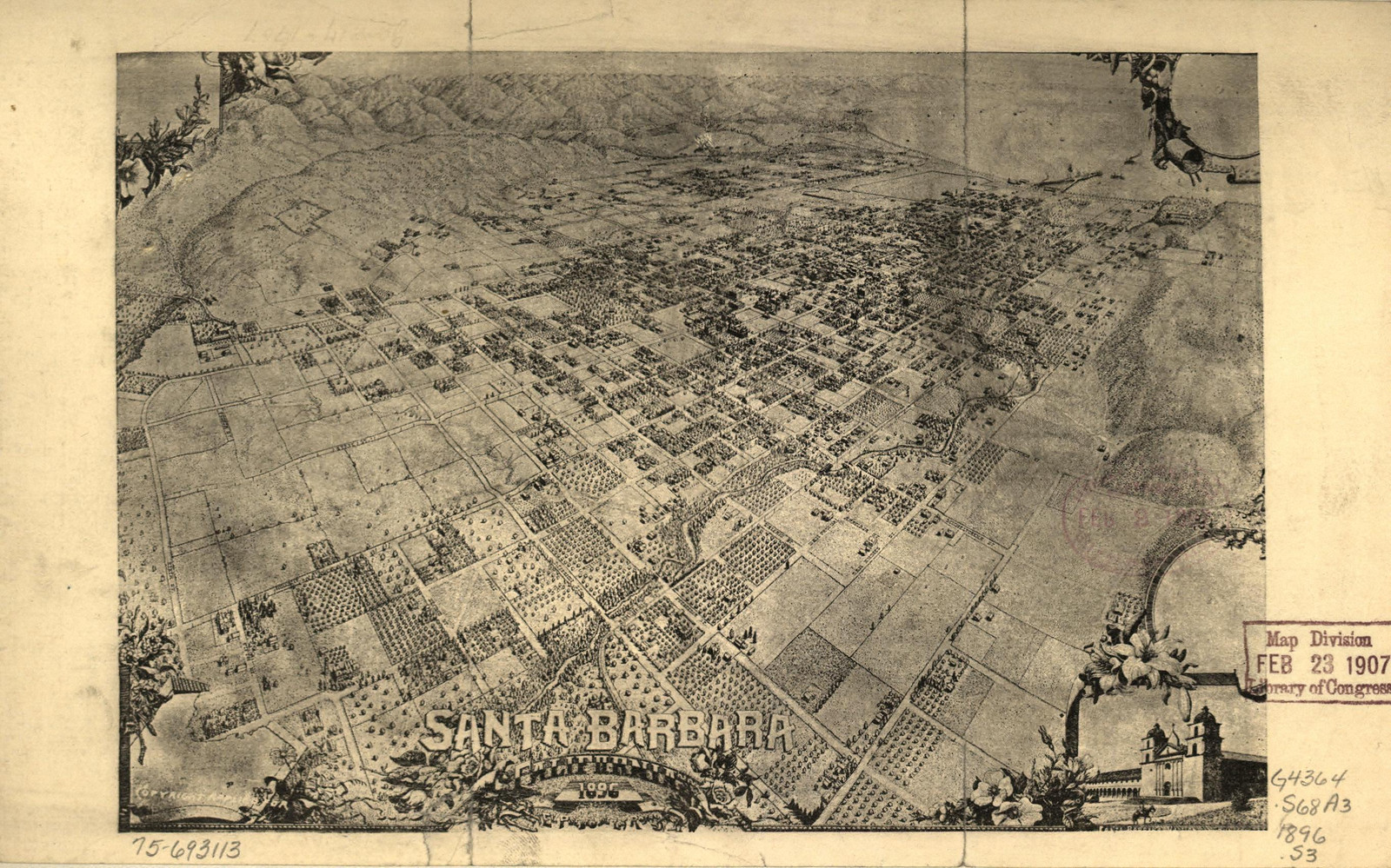 Santa Barbara, California, 1896, 1896 — antique map