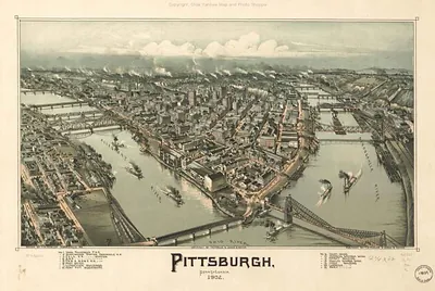 Pittsburgh, Pennsylvania, 1902 bird's-eye view map