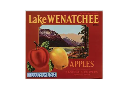 Lake Wenatchee Brand Apples crate label, Cascoa Growers
