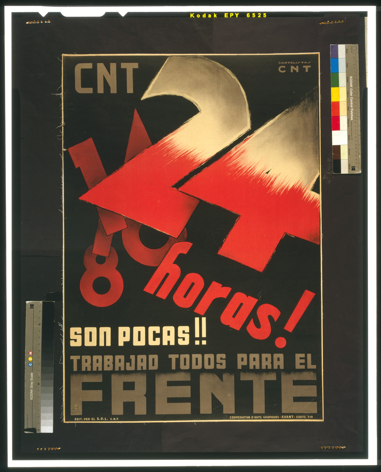 24 horas son pocas! Trabajad todas para el Frente, [Barcelona] : Cartelistas C.N.T., [between 1936 and 1939] — vintage poster