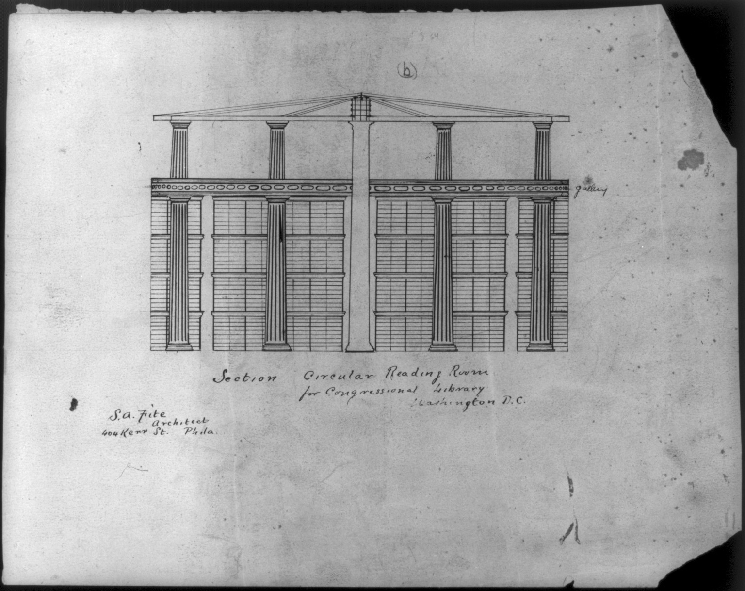 [Library of Congress (Congressional Library") D.C. Section circular reading room]", ADE - UNIT 2423, no. 4 (A size) [P&P]Check for an online group record (may link to related items) — historic drawing