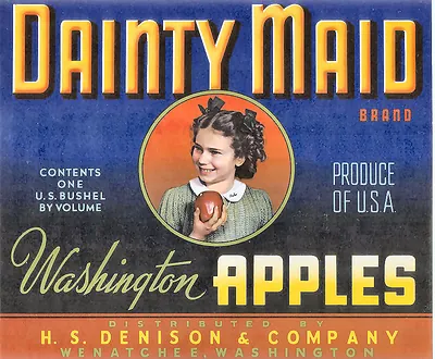 Dainty Maid Brand Washington Apples crate label