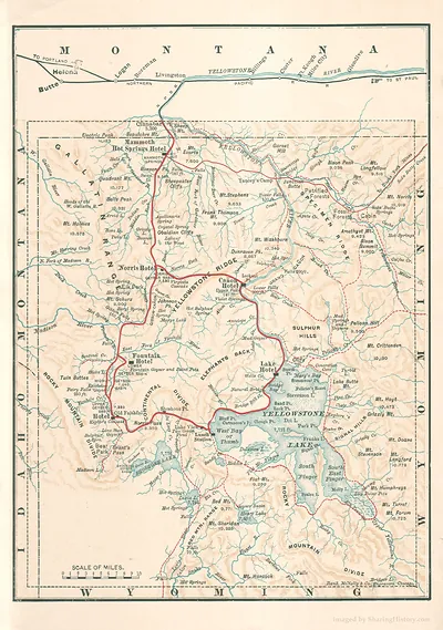 Map of Yellowstone National Park and surrounding region