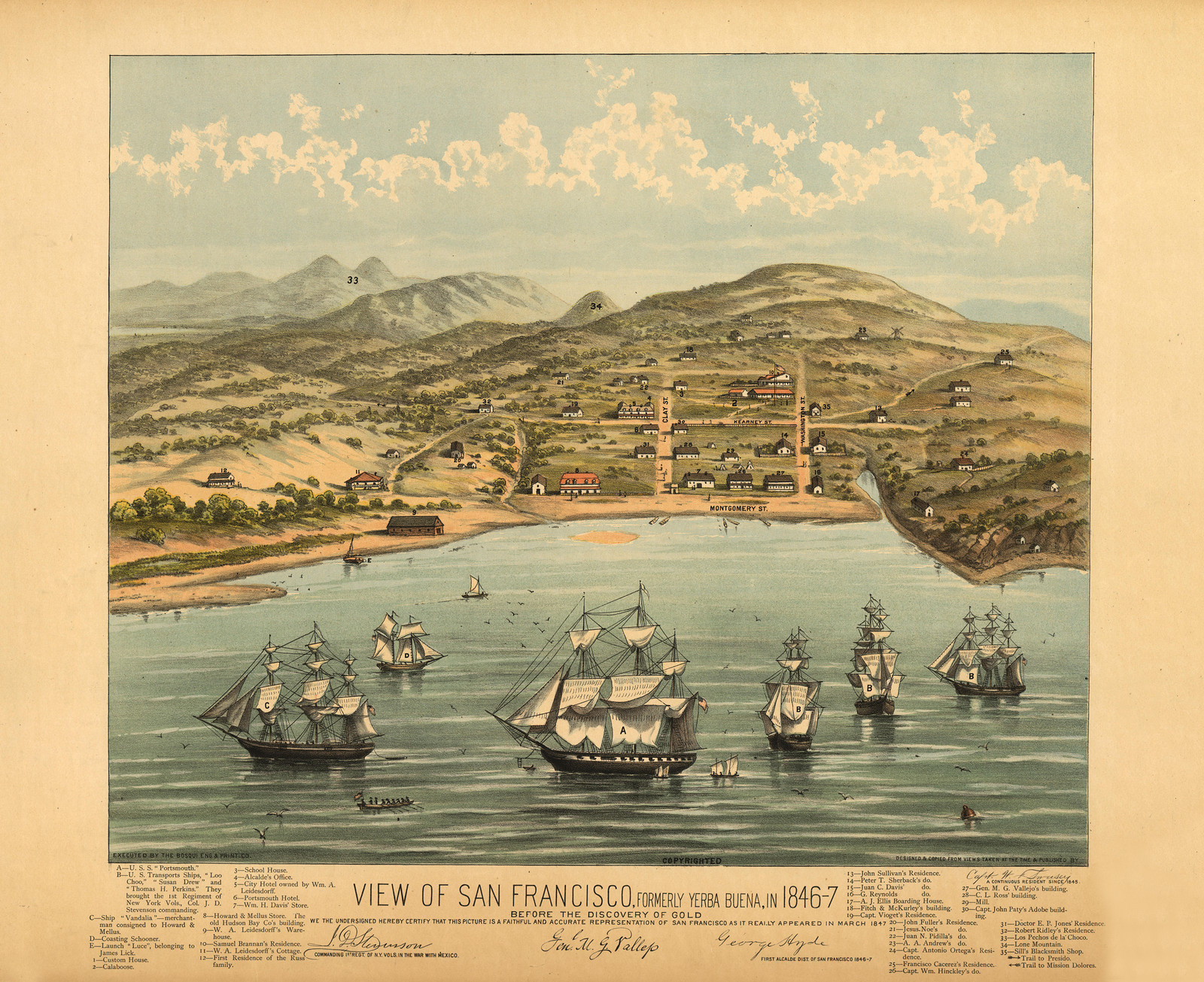 San Francisco, California, 1847, 1847 — antique map