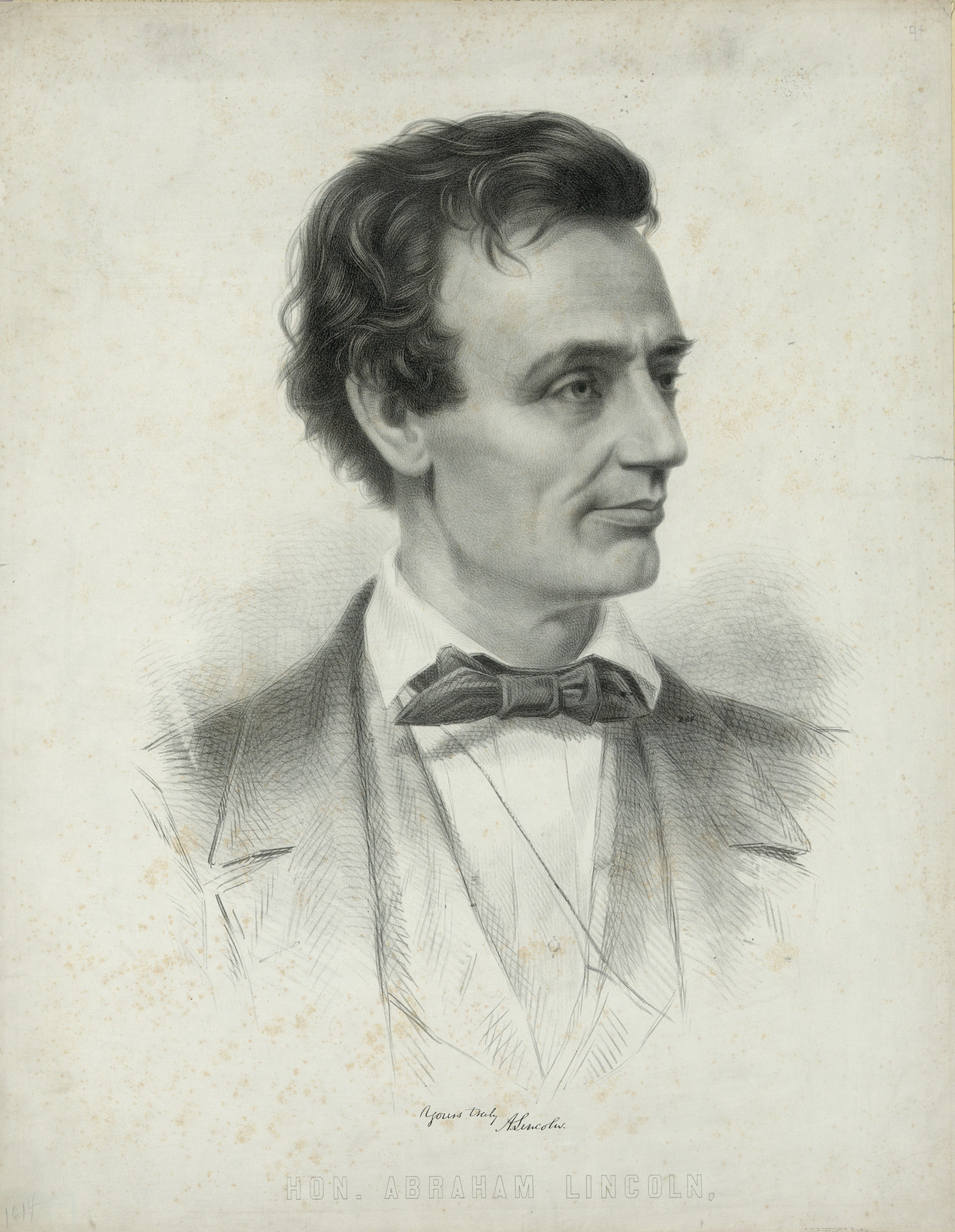 Hon. Abraham Lincoln, c. 1860 — antique lithograph
