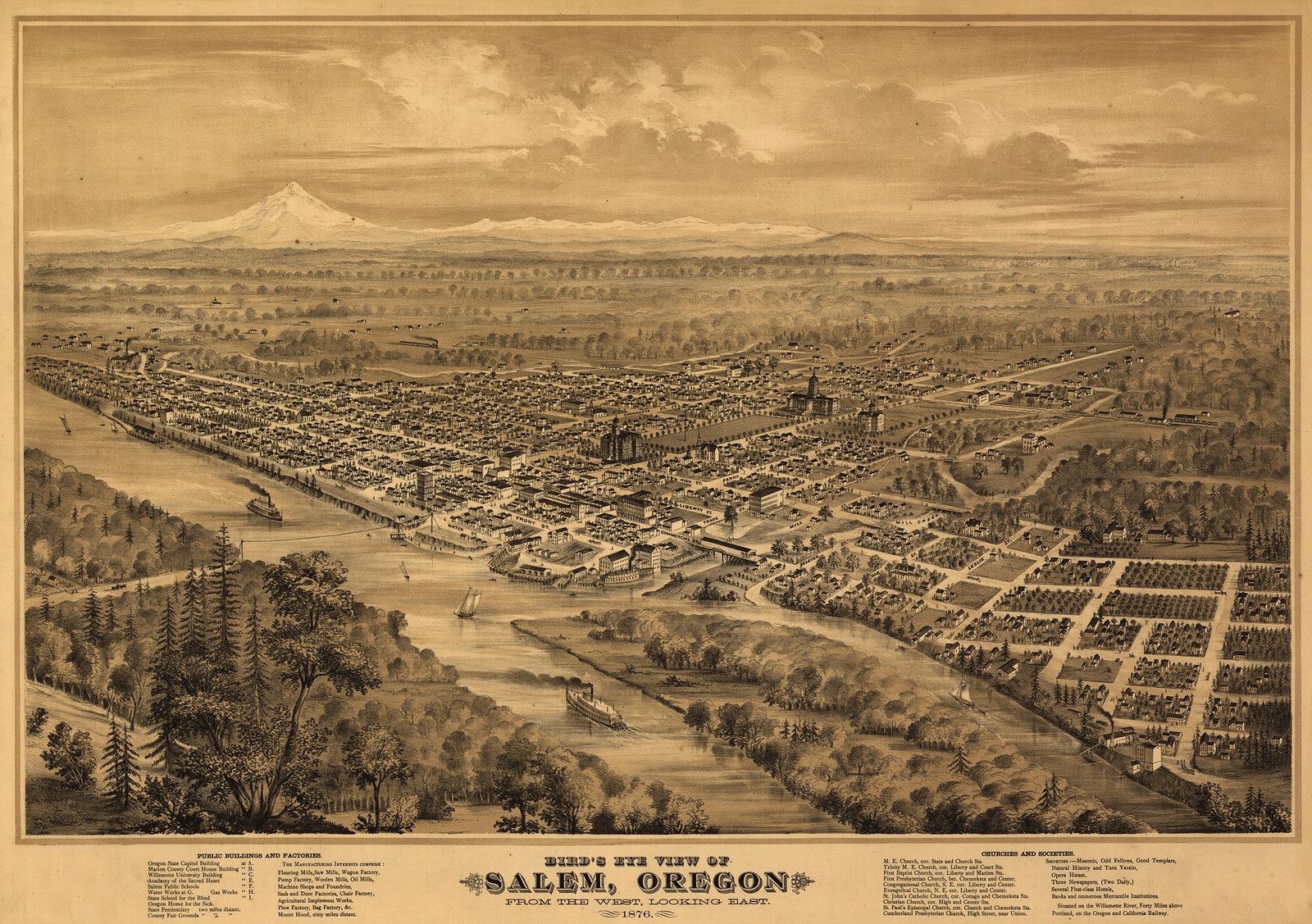 Salem, Oregon, 1876, 1876 — antique map