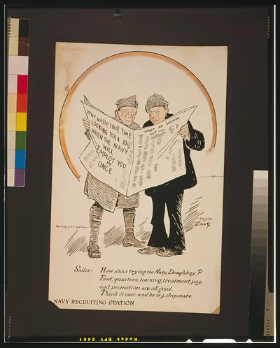 Why waste your time looking for a job when the Navy will employ you at once / by courtesy of the New York Tribune, with apologies to Briggs.