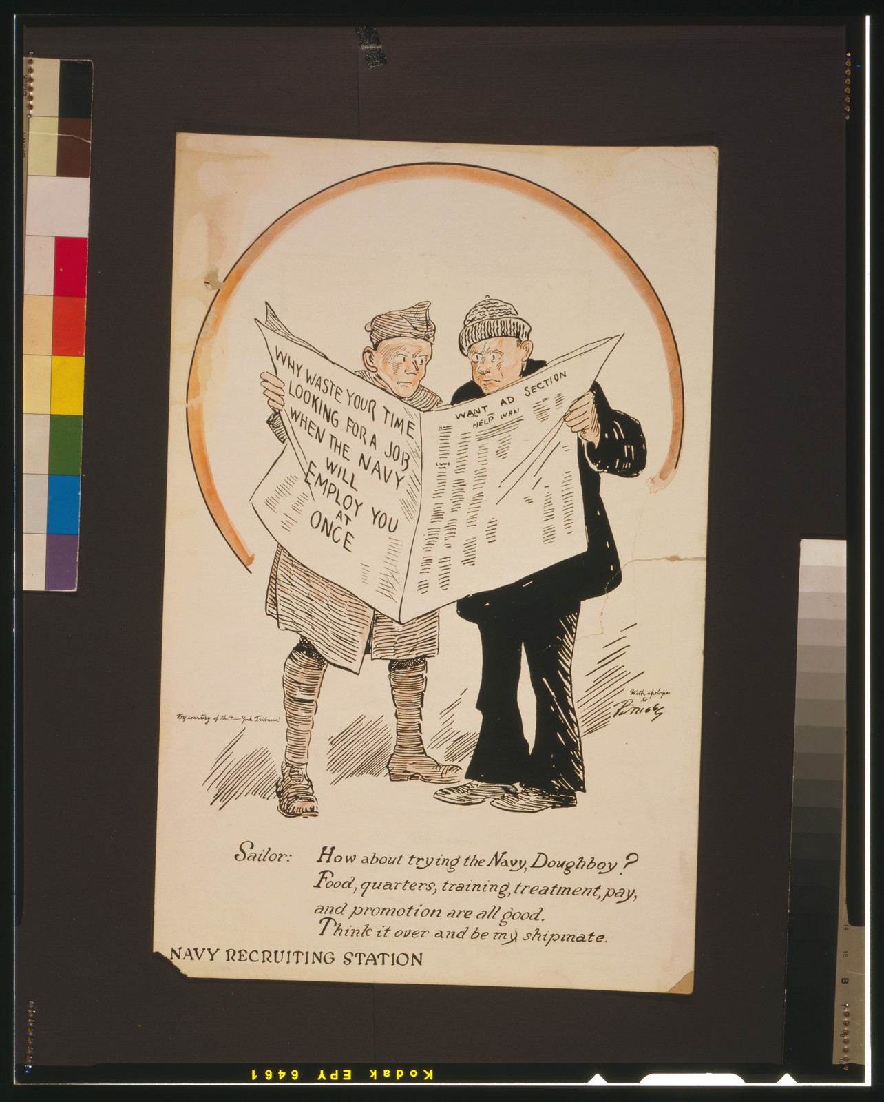 Why waste your time looking for a job when the Navy will employ you at once / by courtesy of the New York Tribune, with apologies to Briggs., [1918]. — vintage poster