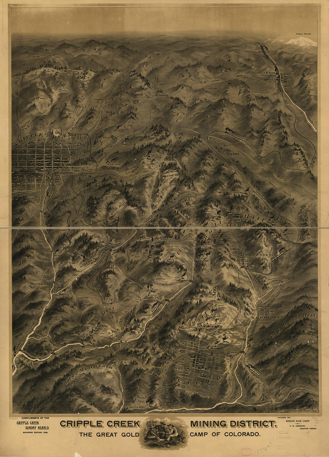 Cripple Creek, Colorado, 1895, 1895 — antique map