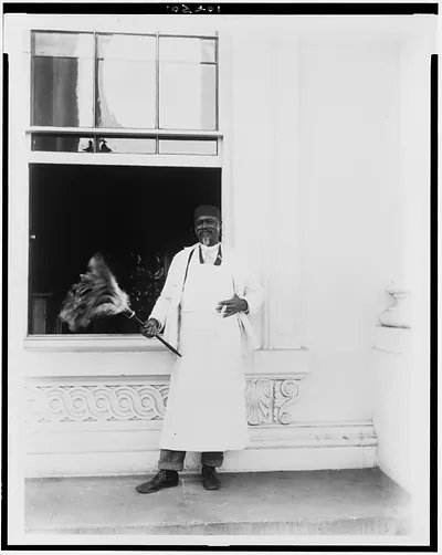 [Jerry with a feather duster, White House]