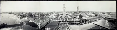 Panoramic view of Coney Island amusement area