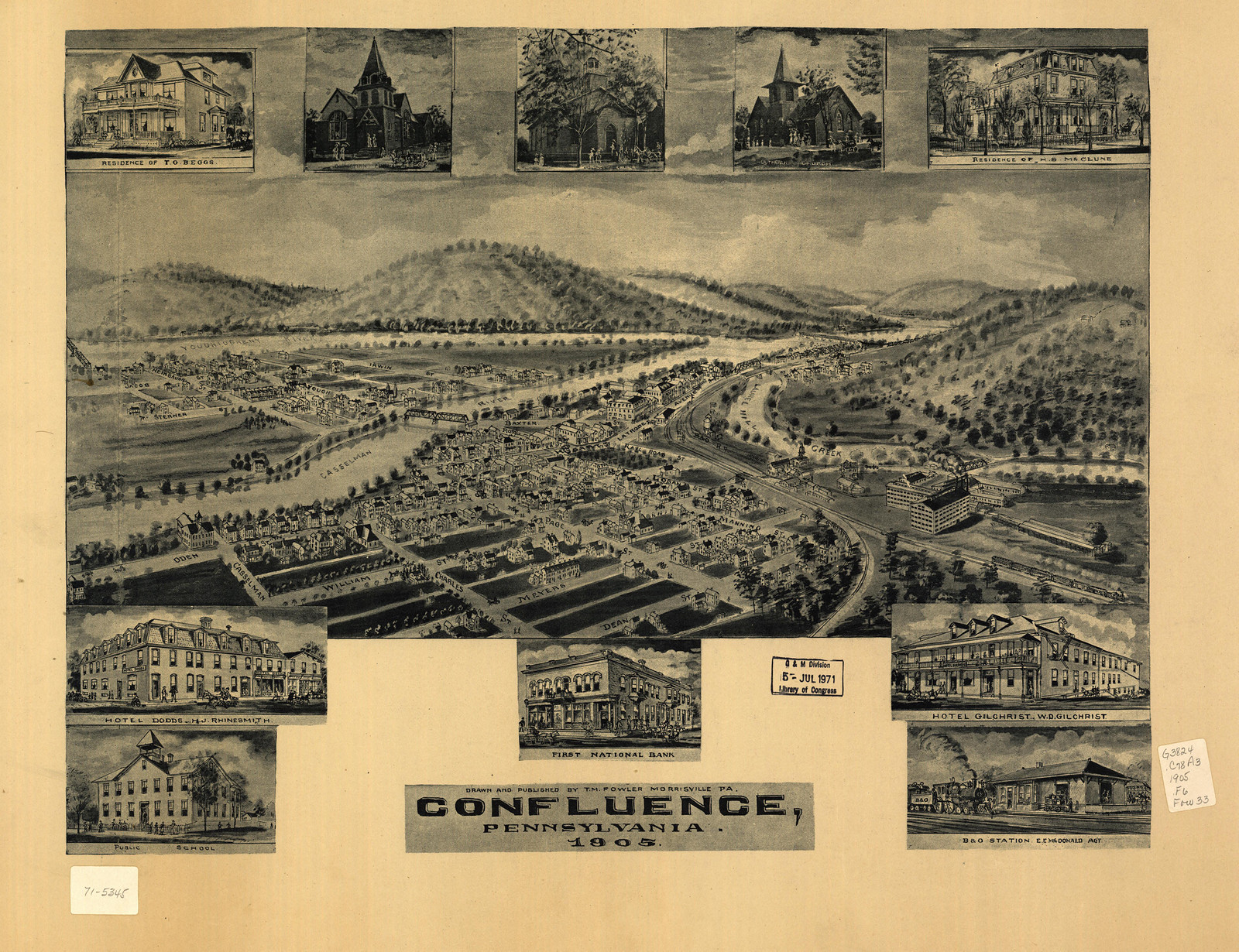 Confluence, Pennsylvania, 1905, 1905 — antique map