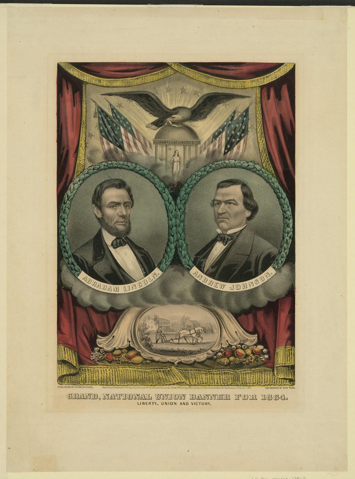 Grand, National Union Banner for 1864, Liberty, Union and Victory — historic image