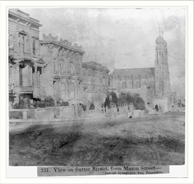 View on Sutter Street, from Mason Street--Jewish Synagogue, San Francisco