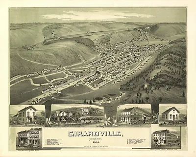 Girardville, Pennsylvania, 1889 bird's-eye view map