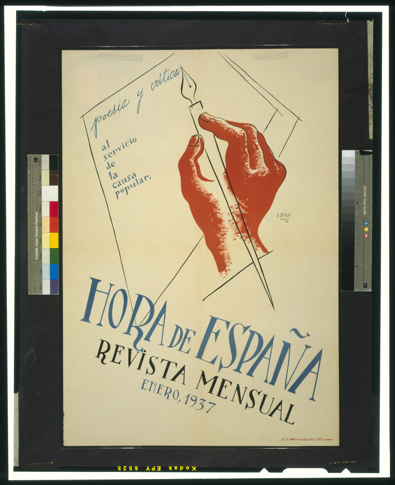 Hora de España, revista mensual, enero, 1937. Poesía y crítica ..., [Barcelona] : Socializadad U.G.T.-C.N.T., [1937] — vintage poster