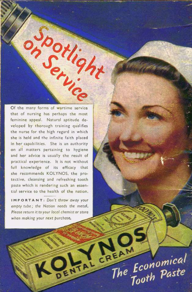 Spotlight on Service Kolynos dental cream advertisement — historic image