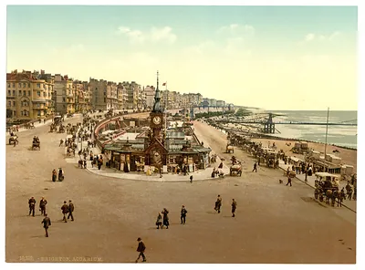 Brighton Aquarium seafront with clock tower and promenade