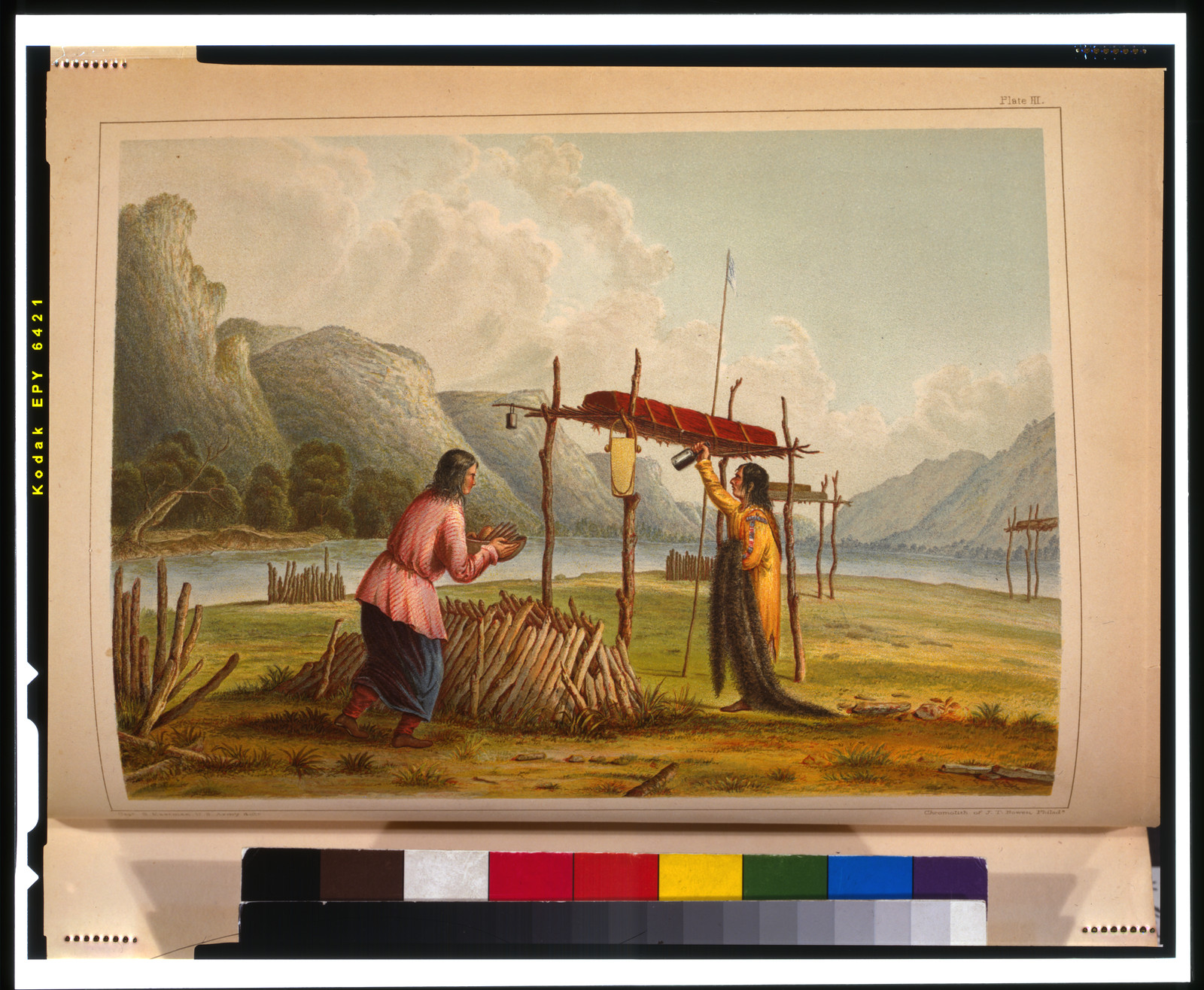 Indians offering food to the dead / Capt. S. Eastman, U.S. Army, delt. ; chromolith. of J.T. Bowen, Philada., [published 1851] — antique lithograph