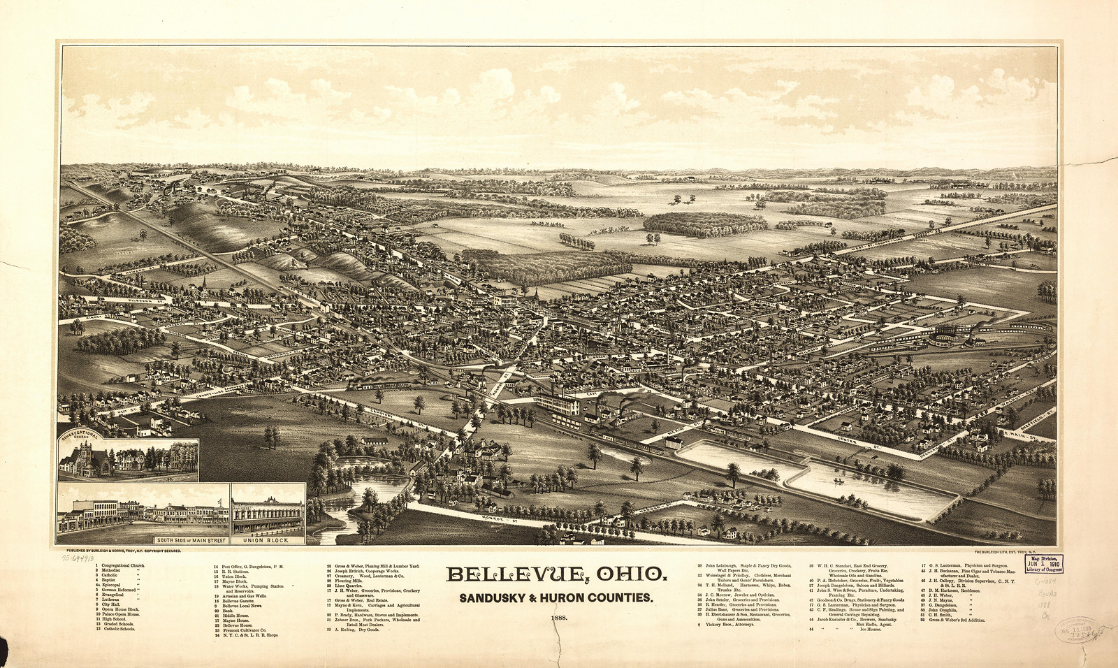 Bellevue, Ohio, 1888, 1888 — antique map