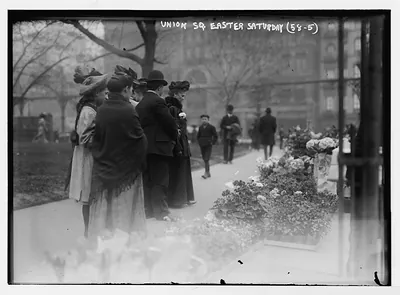 Easter flowers for sale in Union Square on Easter Sunday, New York
