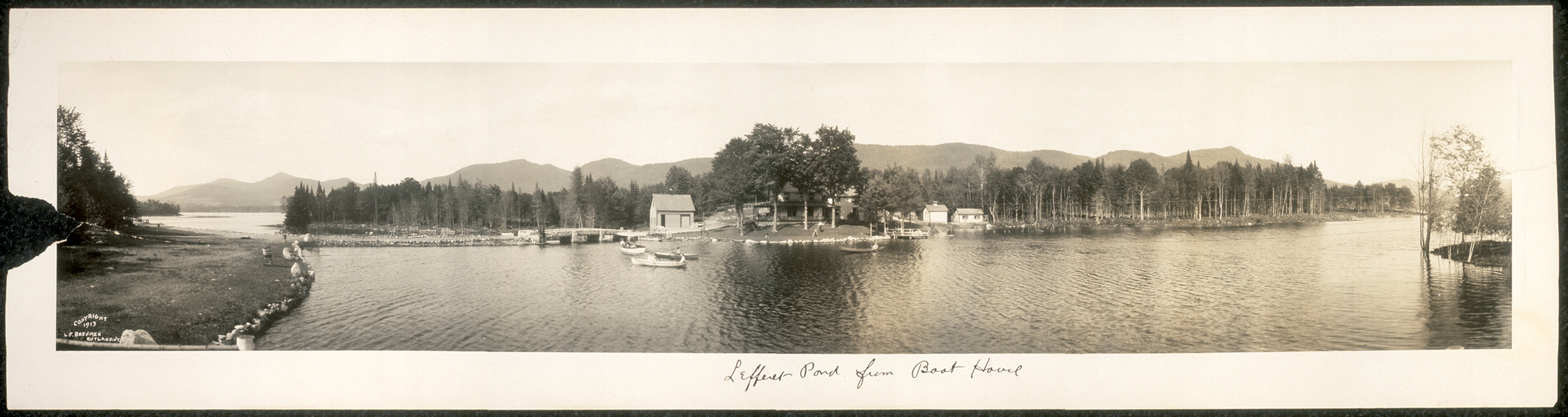 Lefferet Pond from boat house, Vermont, 1913, 1913 — historic image