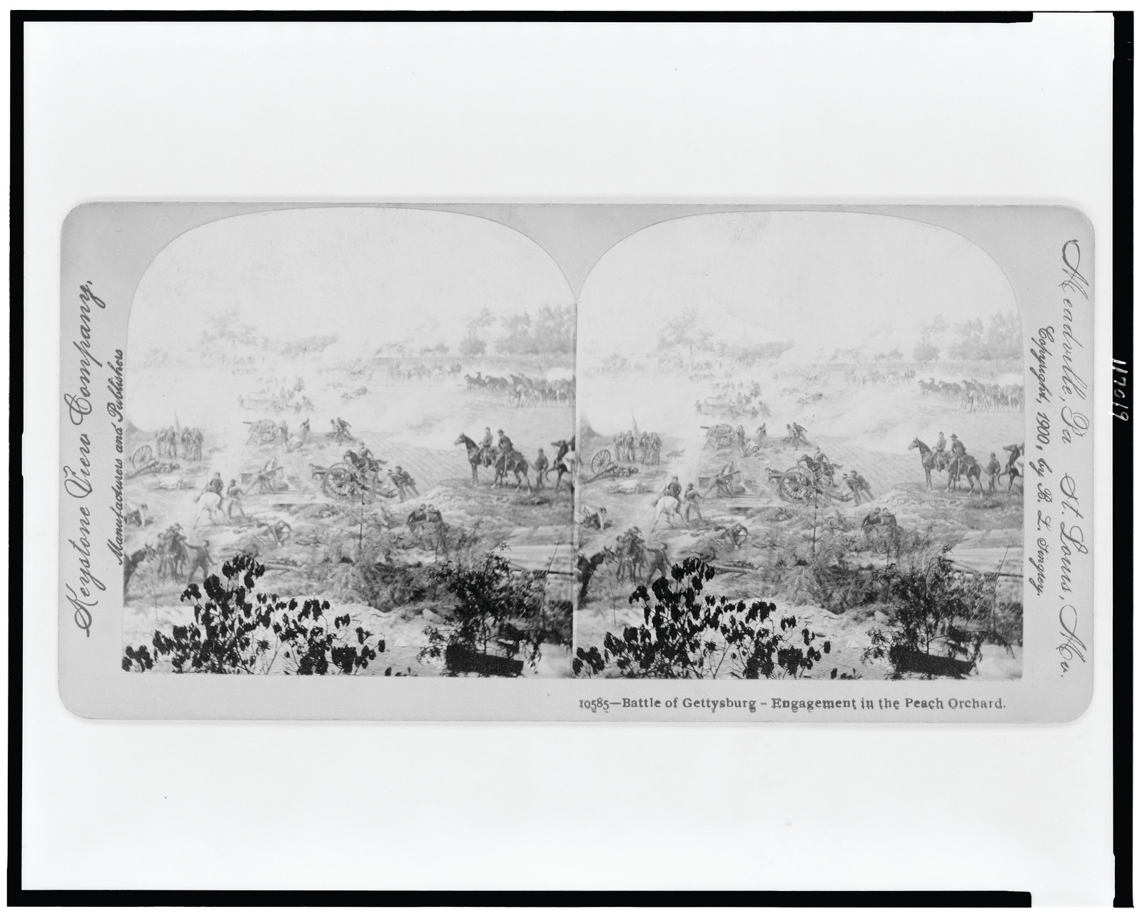 Battle of Gettysburg - Engagement in the Peach Orchard, Meadville, Pa. : Keystone View Co., c1900. — historic photograph