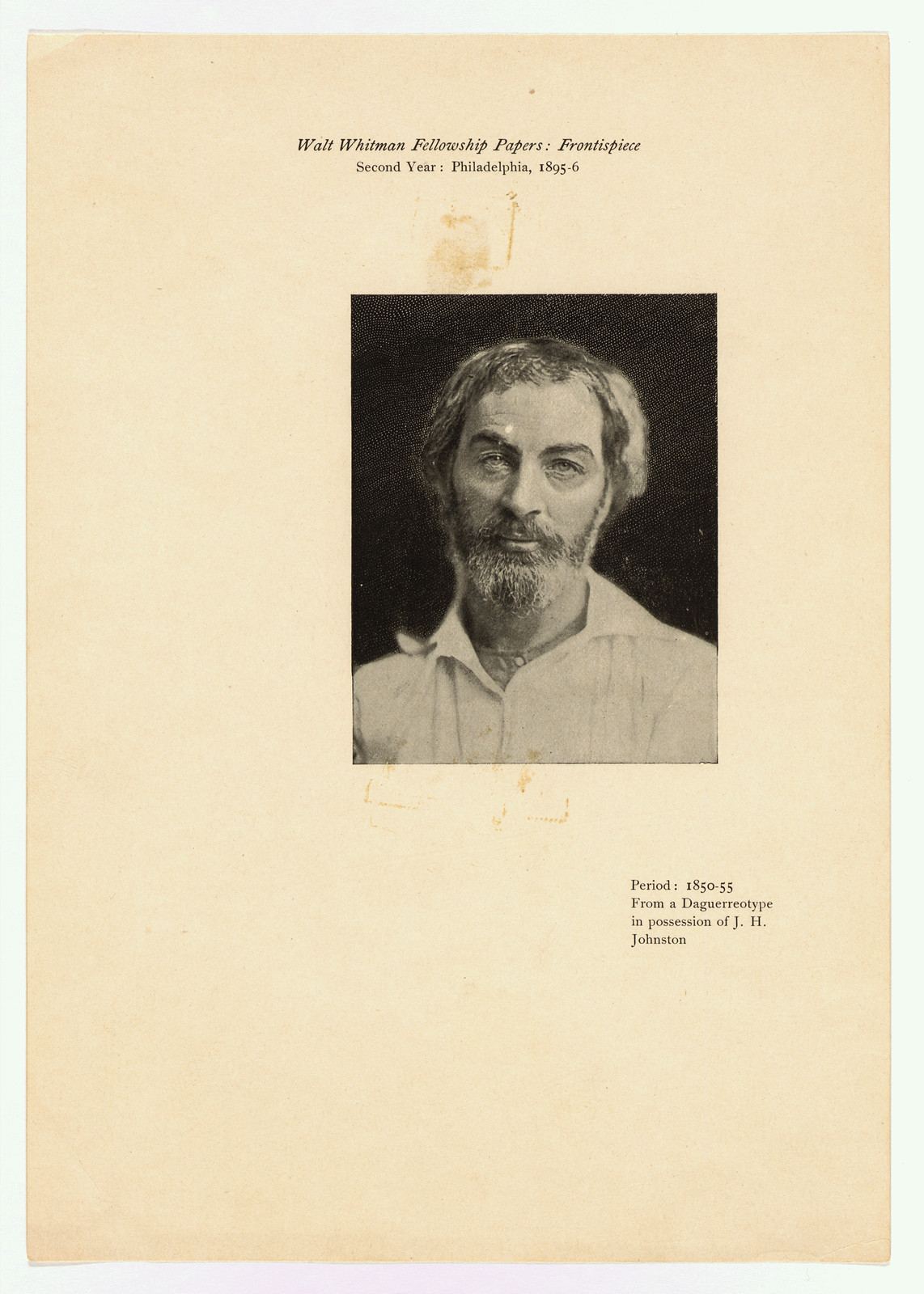Walt Whitman Fellowship Papers: Frontispiece — historic image