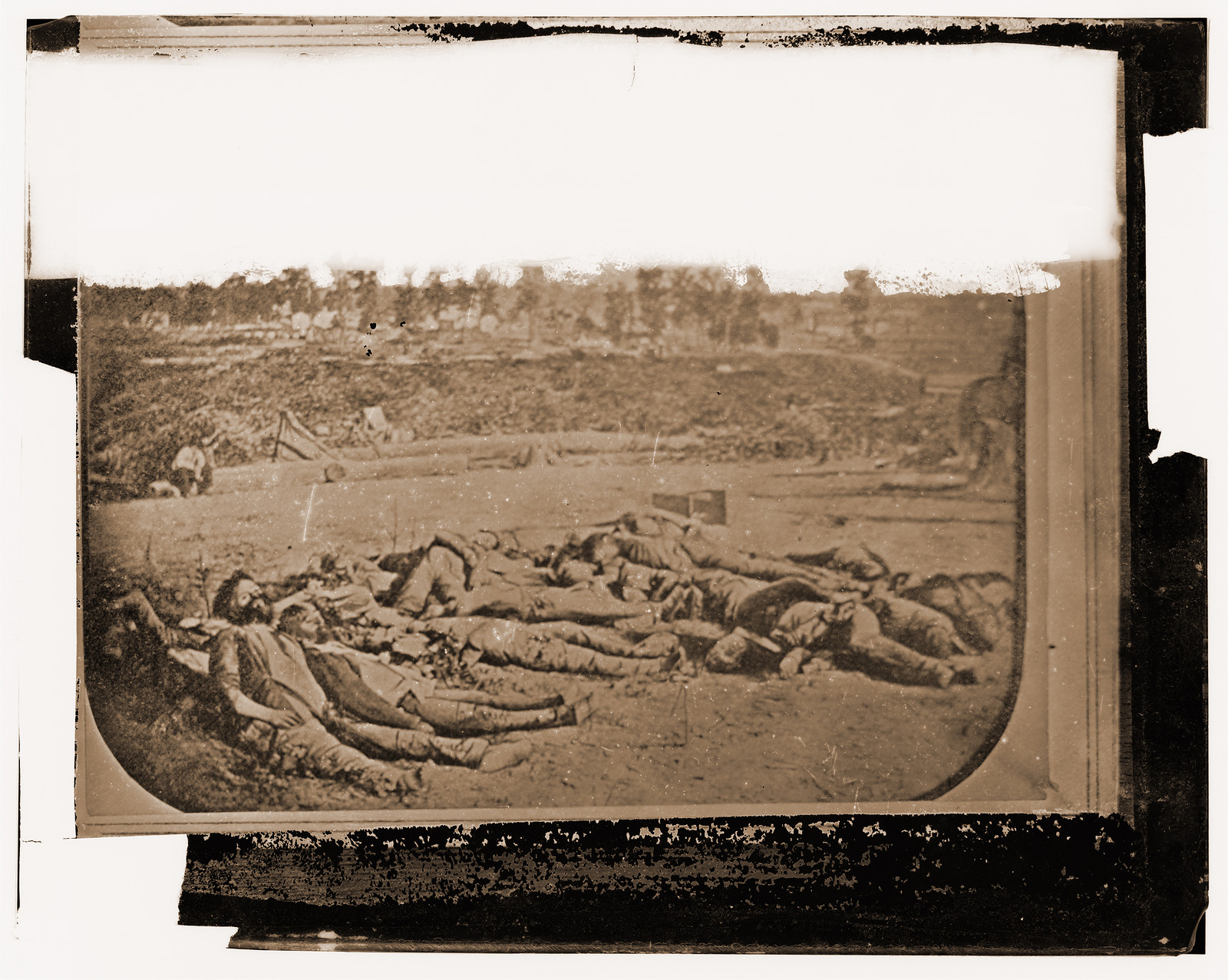 Corinth Mississippi. Confederate dead in front of Battery Robinette (Photo by N. Br, 1862 — historic photograph